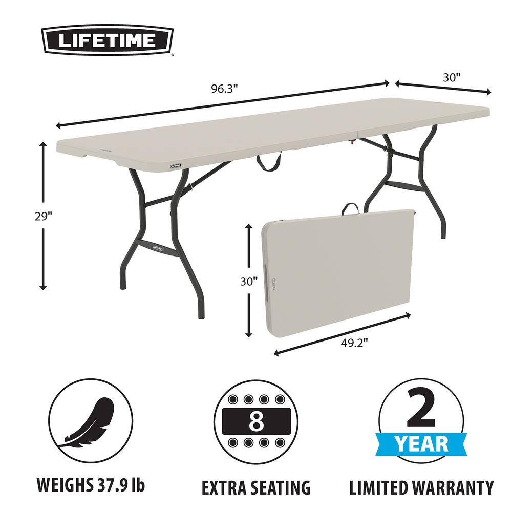 Lifetime 8 ft. Fold-in-Half Table Almond 80732
