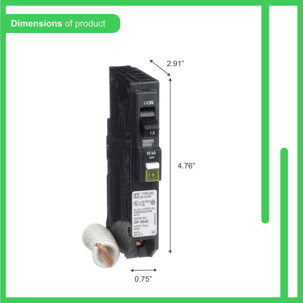 Square D QO 15 Amp Single-Pole Combination Arc Fault Circuit Breaker(QO115CAFIC) QO115CAFIC