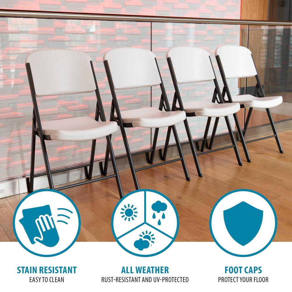 Lifetime White Plastic Seat Metal Frame Outdoor Safe Folding Chair (Set of 4) 42804
