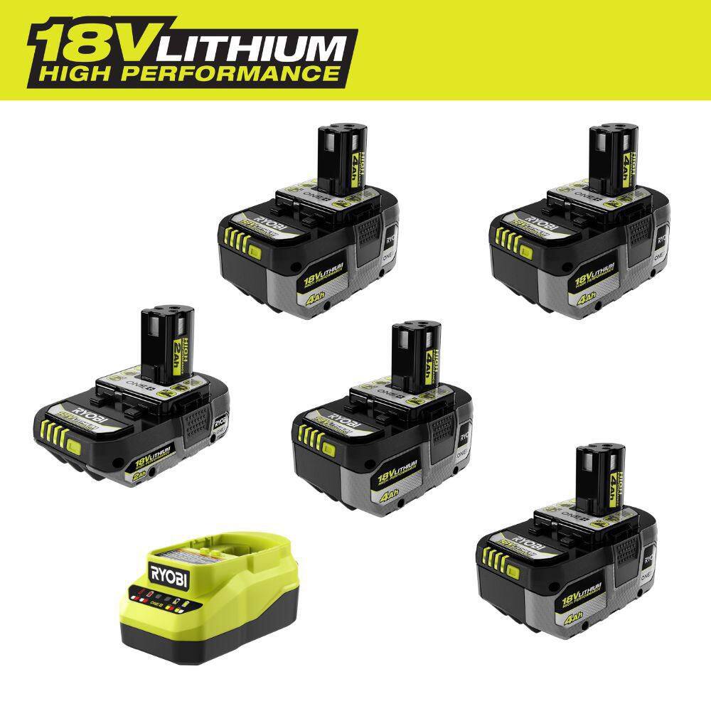 RYOBI ONE+ 18V HIGH PERFORMANCE Kit w/ (2) 4.0 Ah Batteries, 2.0 Ah Battery, Charger, & ONE+ 4.0 Ah HP Battery (2-Pack) PSK108SB-PBP2004