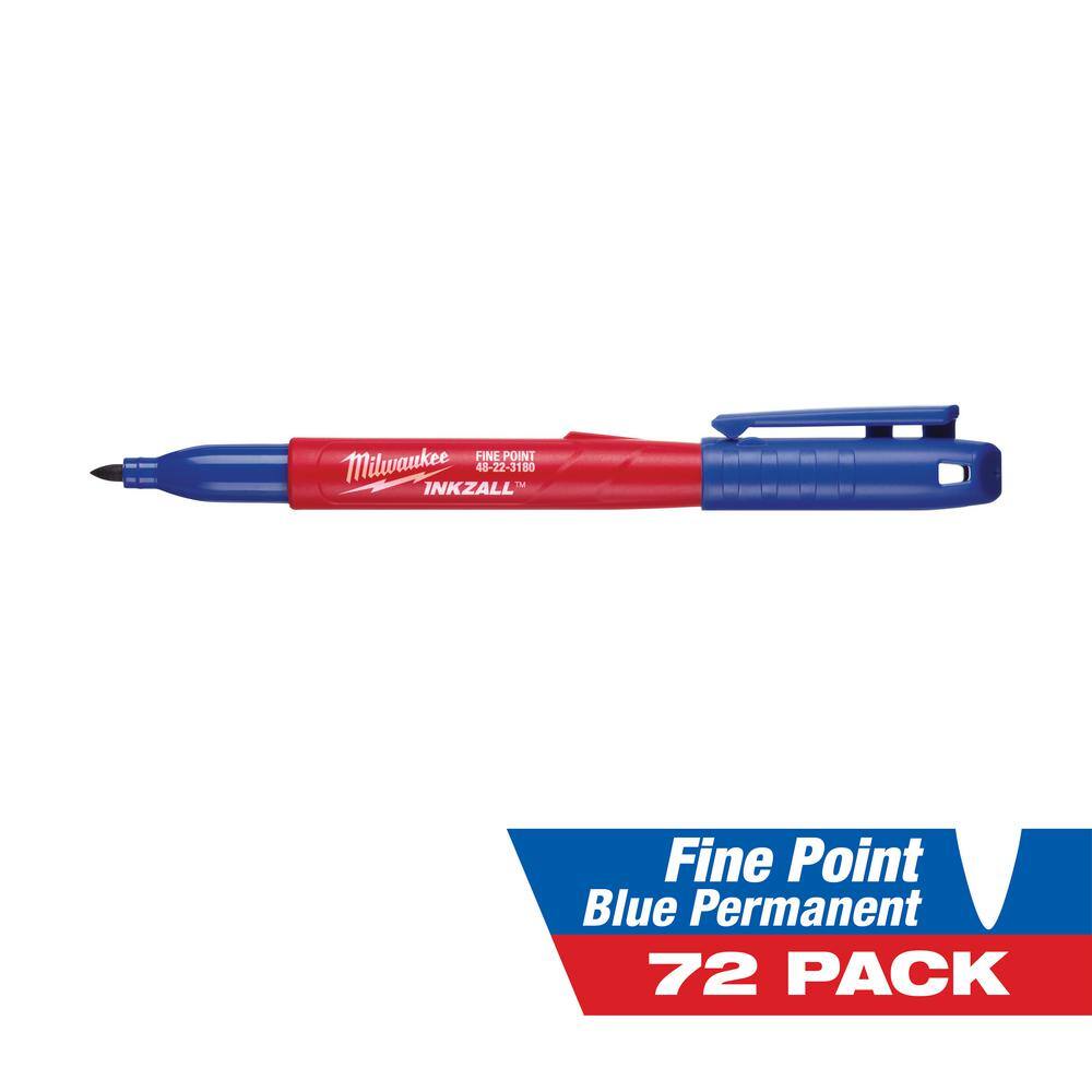 Milwaukee INKZALL Blue Fine Point Jobsite Permanent Marker (72-Pack) 48-22-3180-72X
