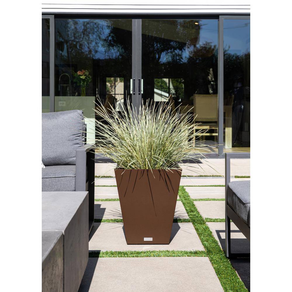Veradek Nobleton Large Espresso Plastic Tapered Planter with Drainage Holes (16 in. L x 16 in. W x 18 in. H) NBV18E
