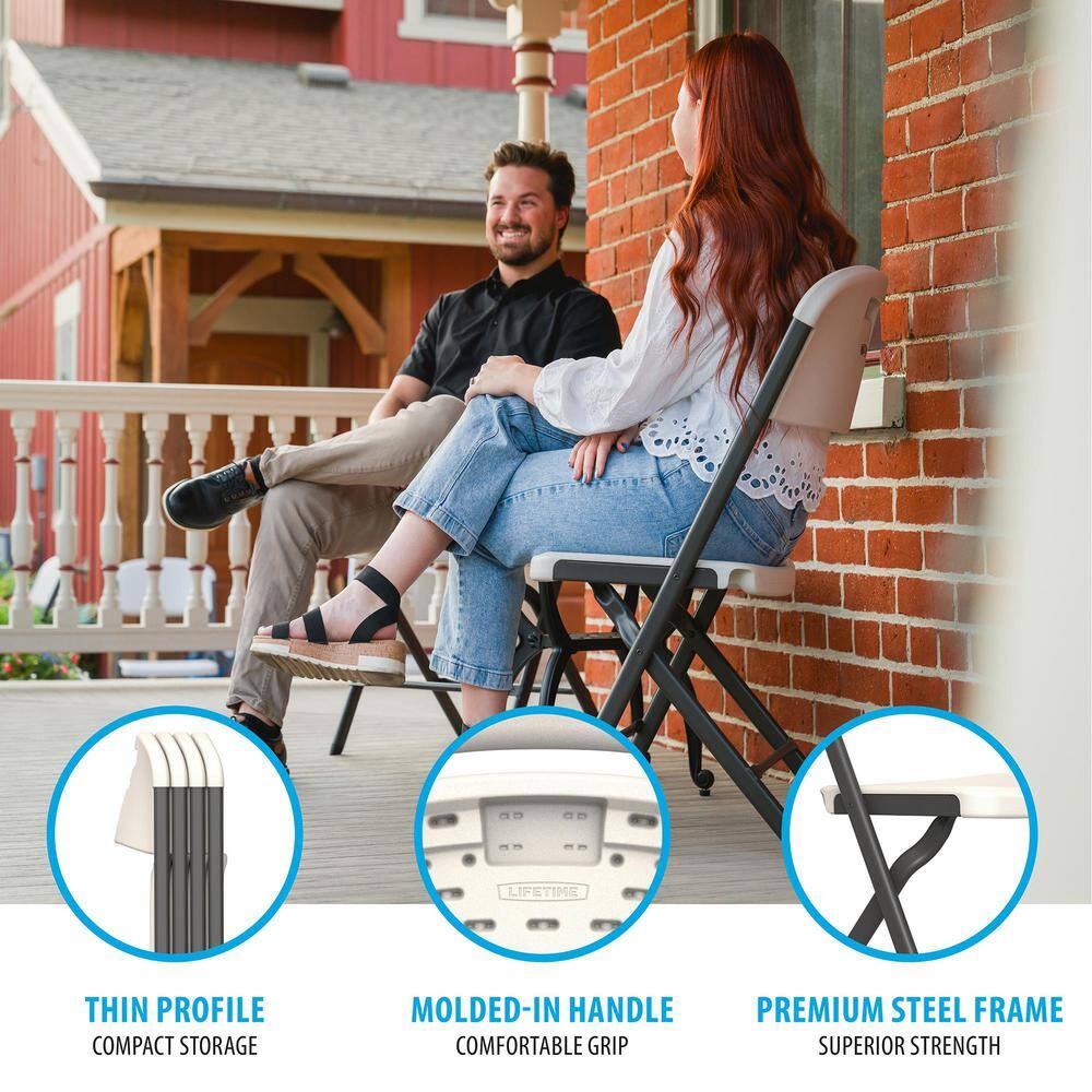 Lifetime Almond Resin Contoured Seat Commercial Grade Office Folding Chair (Set of 4) 81157