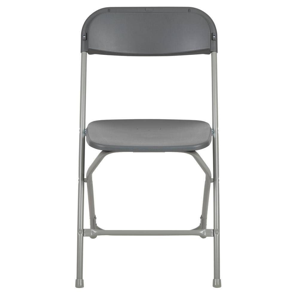 Carnegy Avenue Grey Plastic Seat with Metal Frame Folding Chair (Set of 2) CGA-LE-274400-GR-HD