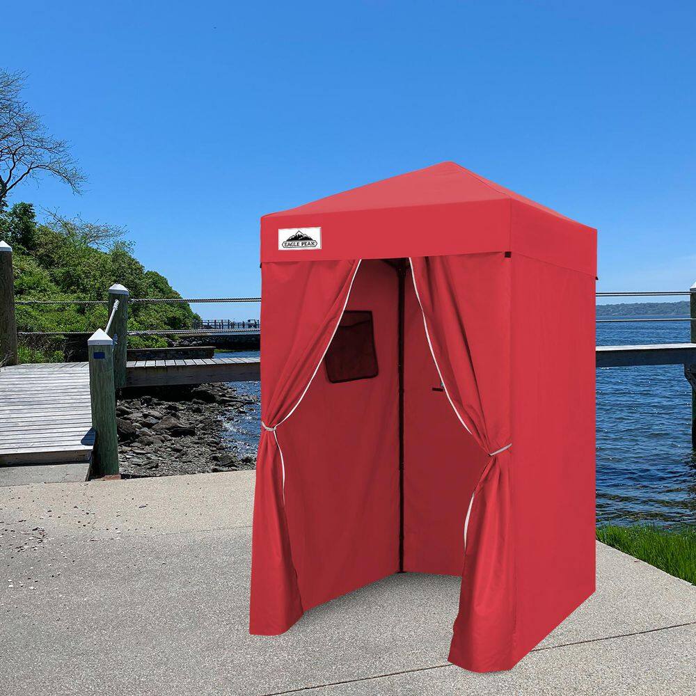 EAGLE PEAK 4 ft. x 4 ft. Pop Up Privacy Tent Foldable Outdoor Portable Dressing Changing Room Shelter, Red CR16-RED-HD