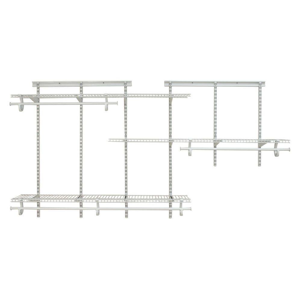 ClosetMaid ShelfTrack 49 - 96 in. W White Reach-In Wall Mount 3-Shelf Wire Closet System Organizer Kit 2075