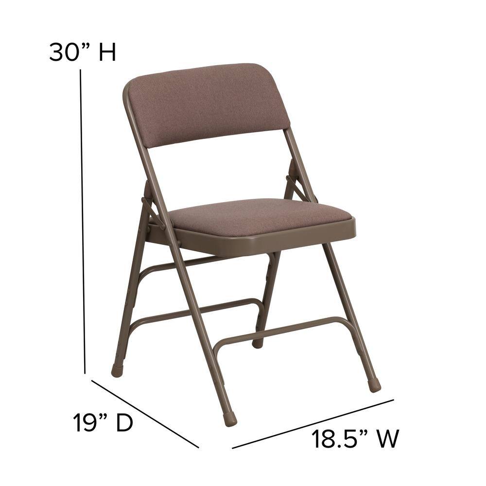 Carnegy Avenue Beige Fabric/Beige Frame Metal Folding Chair (4-Pack) CGA-HF-5873-BE-HD