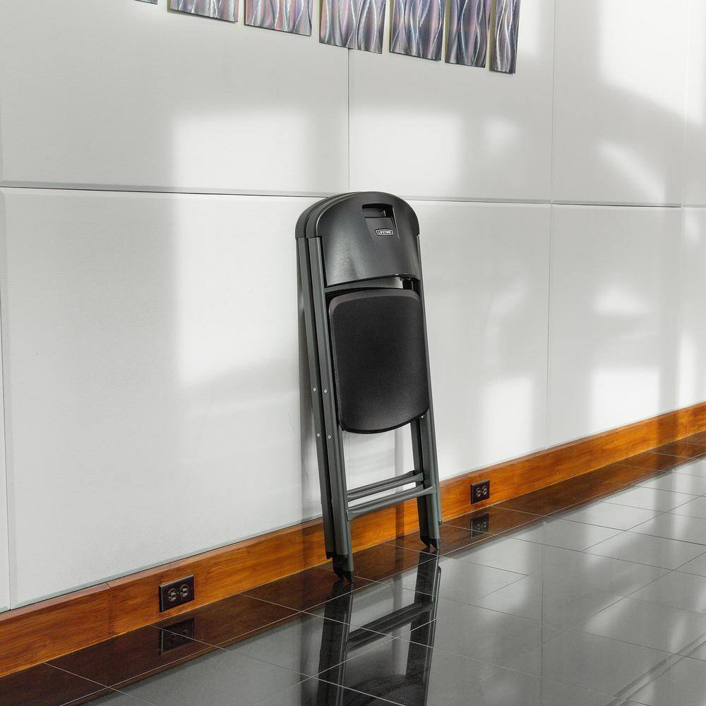 Lifetime Black Resin Contoured Seat Commerical Grade Office Folding Chair (Set of 4) 81159