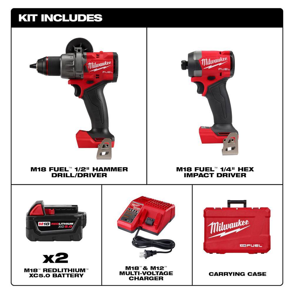 Milwaukee M18 FUEL 18-Volt Lithium-Ion Brushless Cordless Hammer Drill/HACKZALL/Impact Driver Combo Kit 3-Tool with (4) Batteries 3697-22-2719-20-48-11-1862