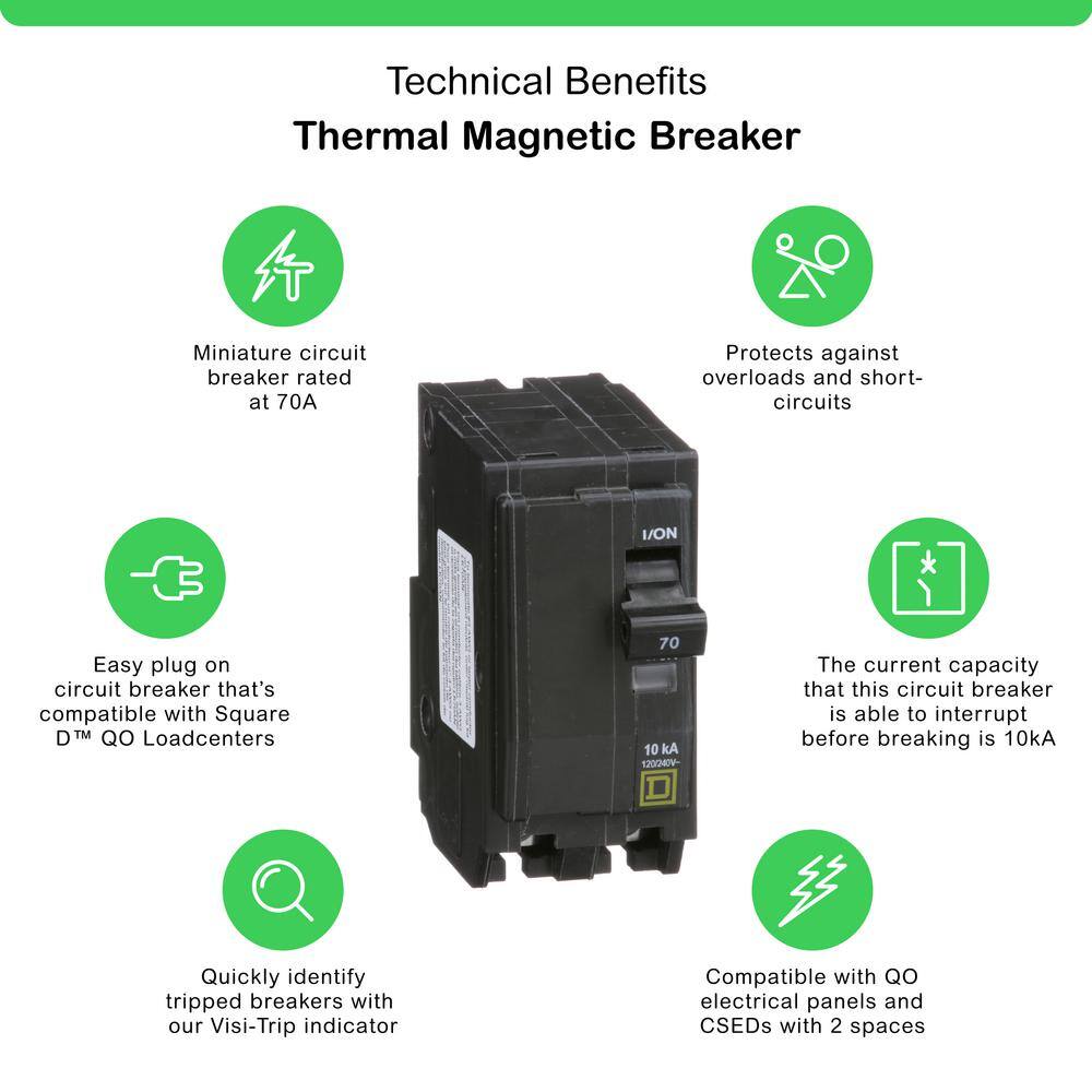 Square D QO 70 Amp 2-Pole Circuit Breaker QO270CP