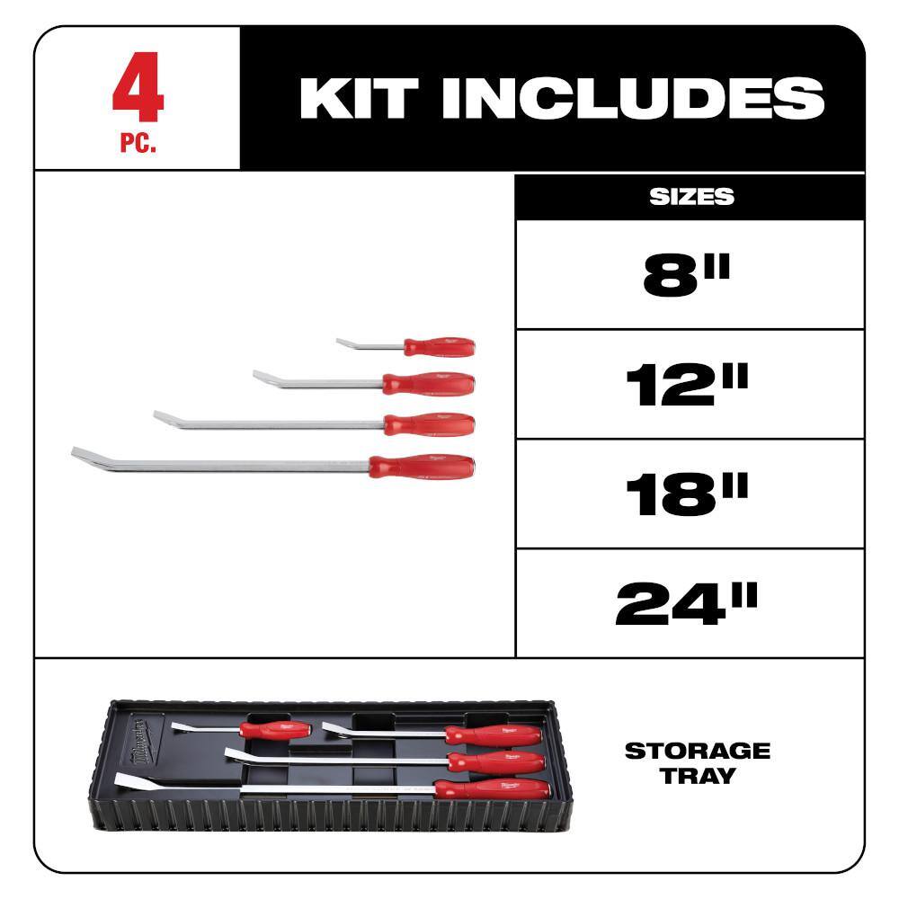 Milwaukee 3/8 in. Drive SAE/Metric Ratchet and Socket Mechanics Tool Set with Hook and Pick Set and Pry Bar Set (66-Piece) 48-22-9008-48-22-9214-48-22-9215