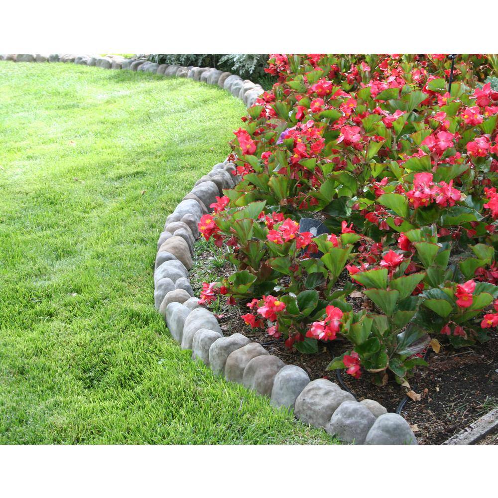 Landecor Edgestone 4 in. x 12 in. x 3 in. Multi-Colored Concrete Overlapping RIVER ROCK Edging (10-Pack) 308460