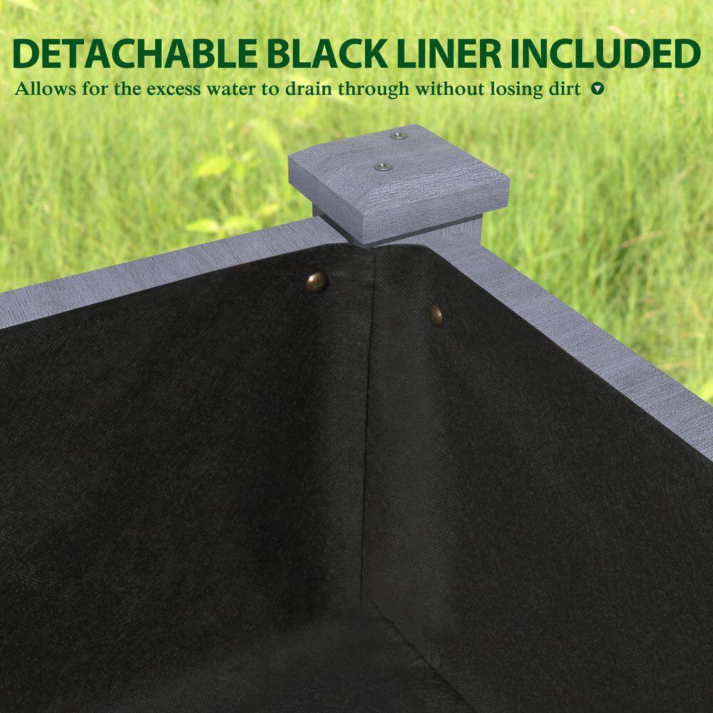 VEIKOUS 47 in. L x 23 in. W x 30 in. H Cedar Wood Raised Garden Bed, Elevated Planter Box with Liner, Gray PG0102-01GY-7