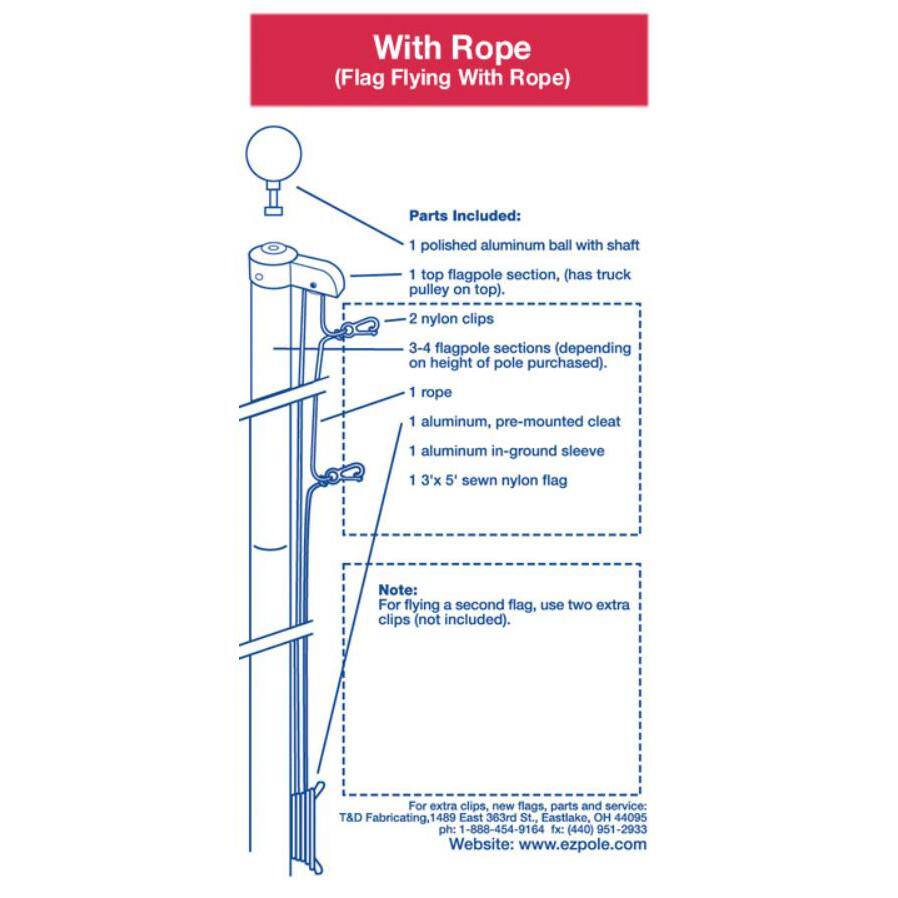 EZPole Classic 17 ft. Sectional Flagpole Kit with Rope EZC17