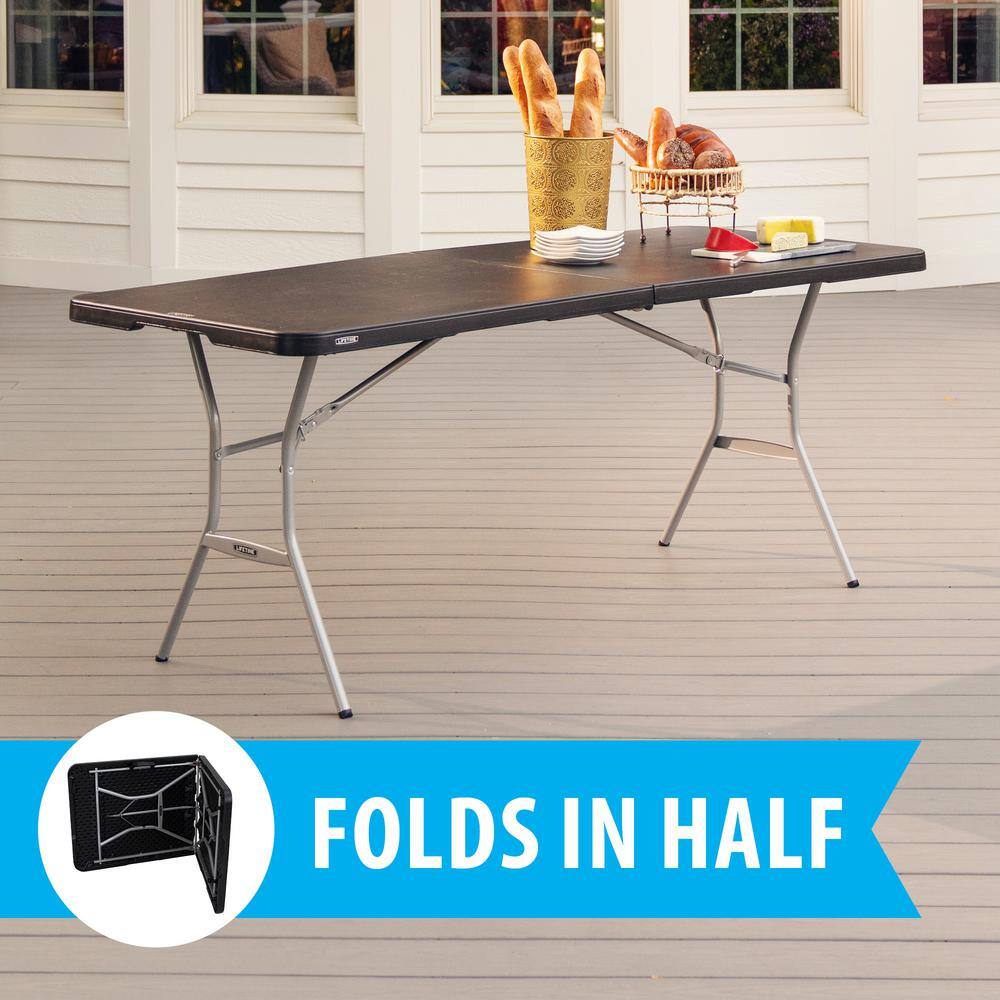 Lifetime 72 in. L Rectangle Black Resin Top Fold-In-Half Table 80788