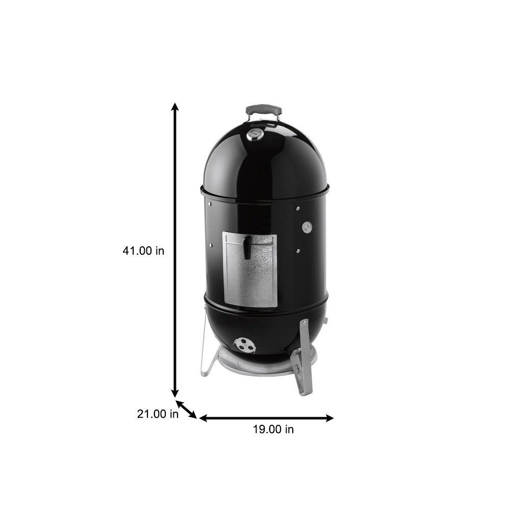 Weber 18 in. Smokey Mountain Charcoal Cooker Smoker in Black with Cover and Built-In Thermometer 721001