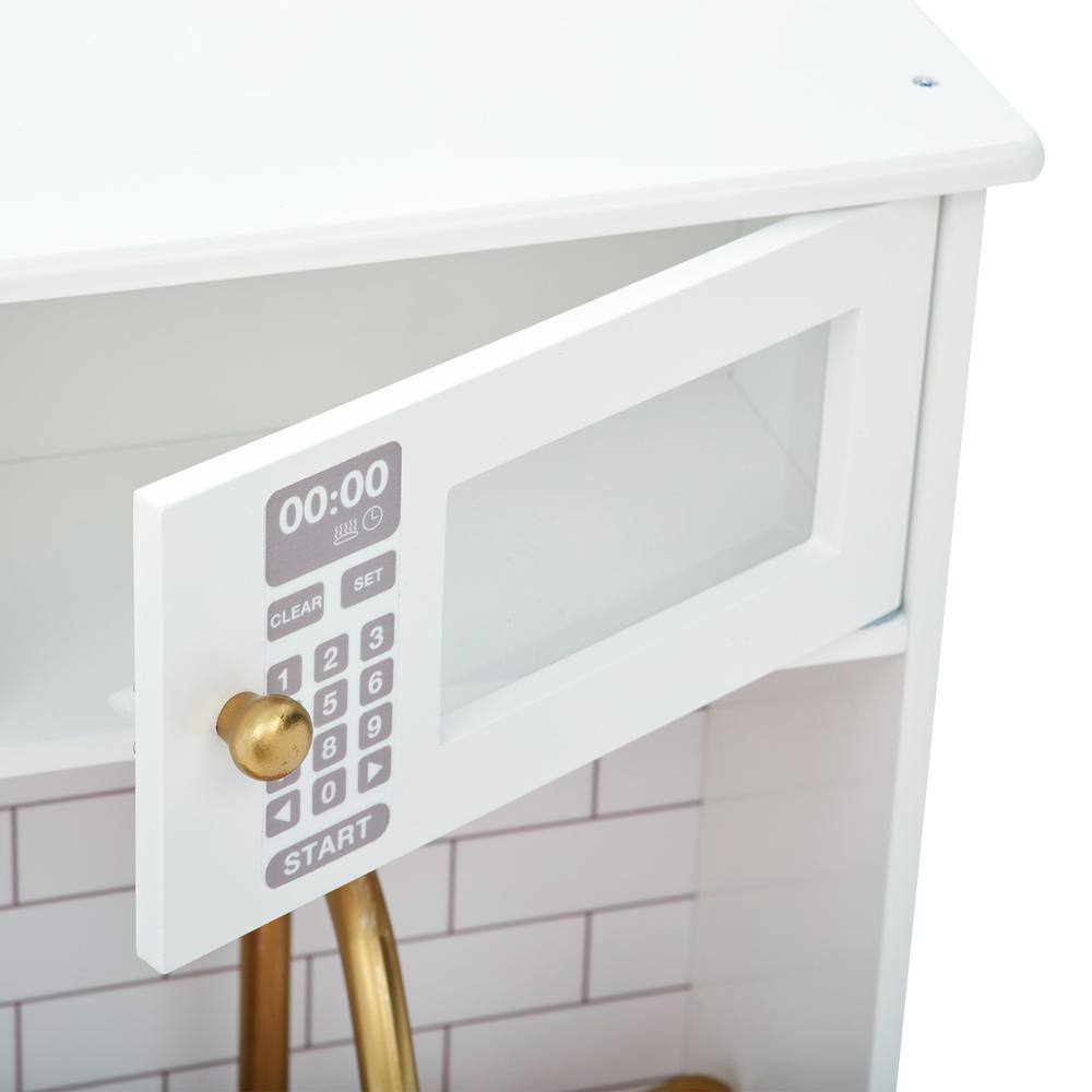 Teamson Kids Little Chef Boston Modern Play Kitchen in White/Wood TD-12679C