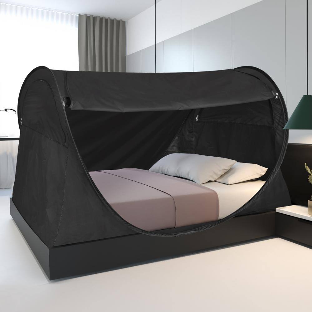 Alvantor Indoor Pop Up Portable Frame Pongee Bed Canopy Tent Queen Curtains Breathable Charcoal Cottage (Mattress Not Included) 2809
