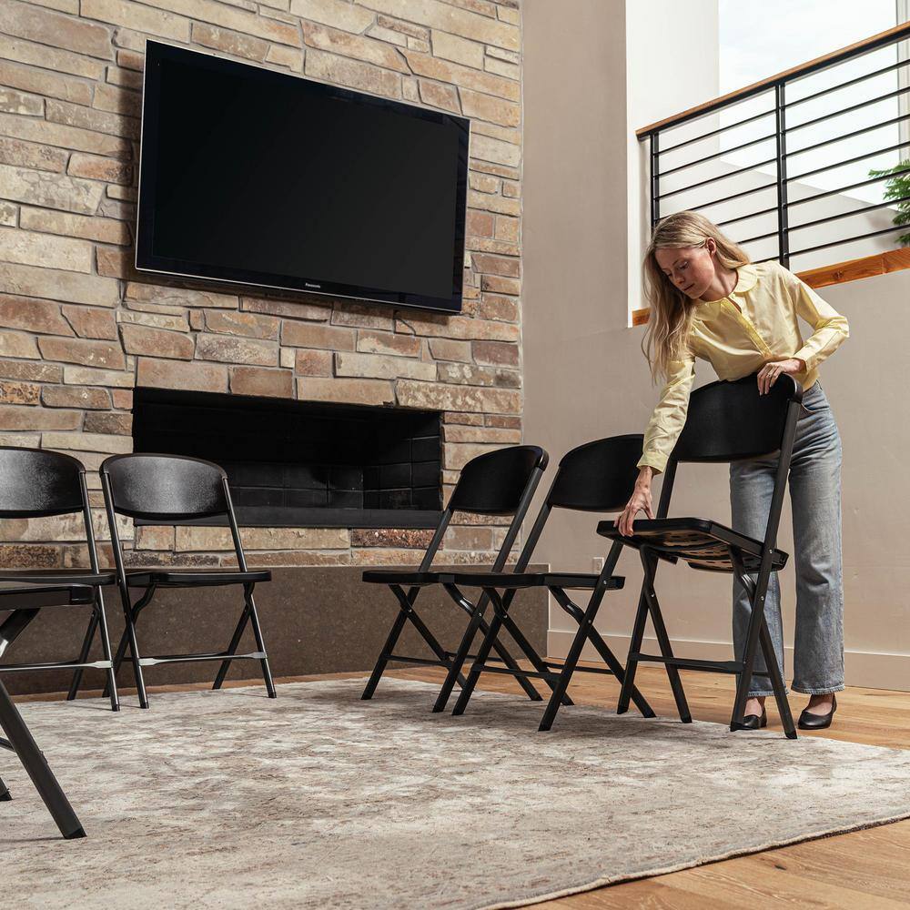 Lifetime Black Resin Contoured Seat Commerical Grade Office Folding Chair (Set of 4) 81159