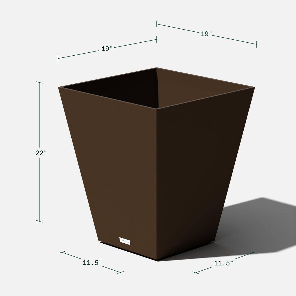 Veradek Nobleton Large Espresso Plastic Tapered Planter with Drainage Holes (19 in. L x 19 in. W x 22 in. H) NBV22E