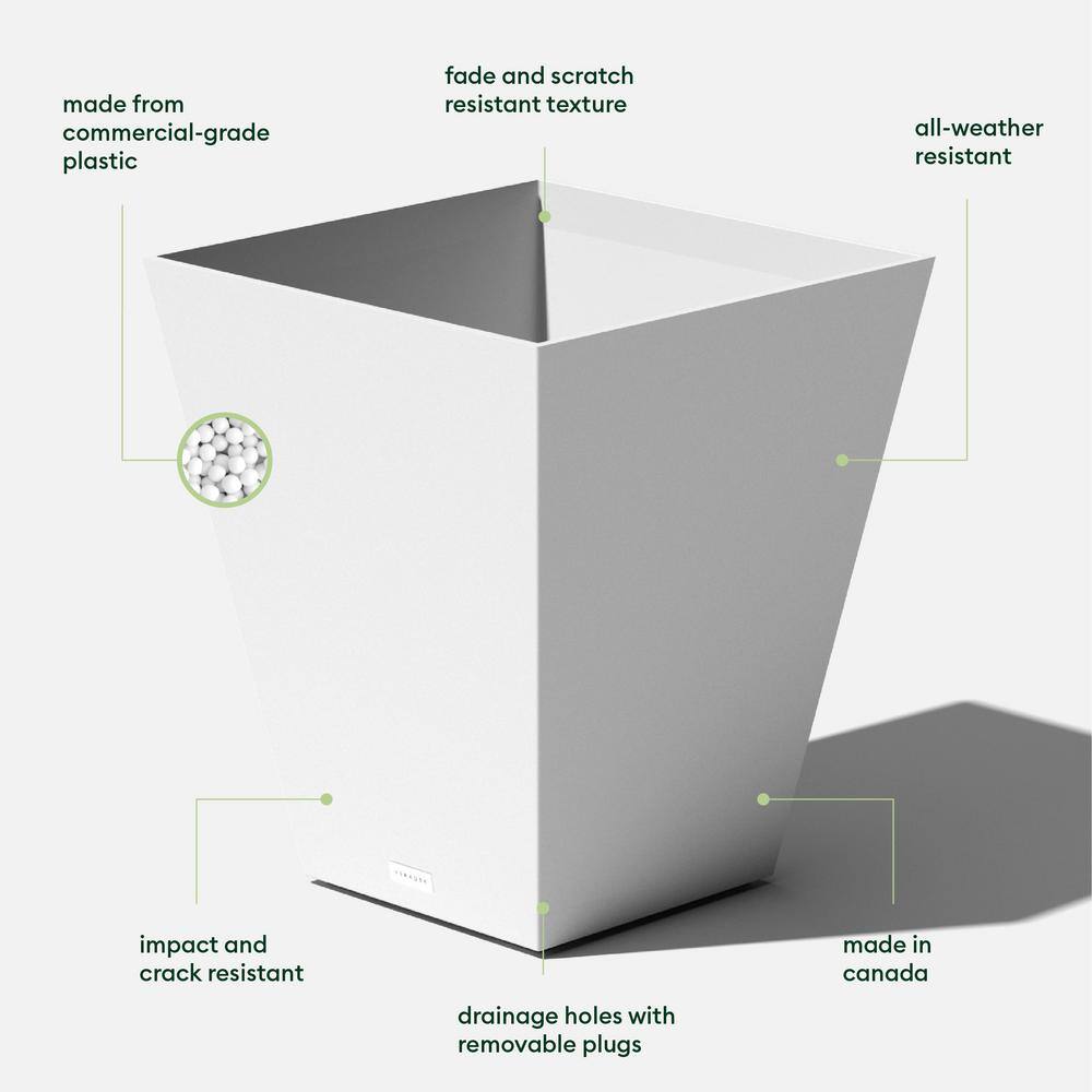 Veradek Nobleton Large White Plastic Tapered Planter with Drainage Holes(19 in. L x 19 in. W x 22 in. H) NBV22W