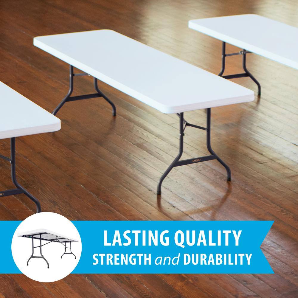 Lifetime 8 ft. White Gray Sand Granite Plastic Top Folding Banquet Table (Commercial) 22980