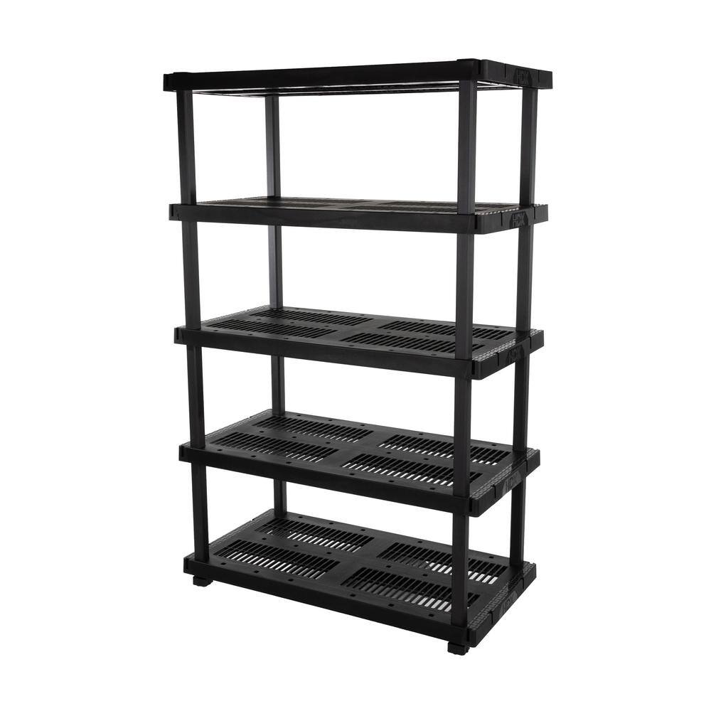 HDX 5 Tier Plastic Adjustable Garage Storage Shelving Unit in Black (48 in. W x 75 in. H x 24 in. D) 999-9324BB5