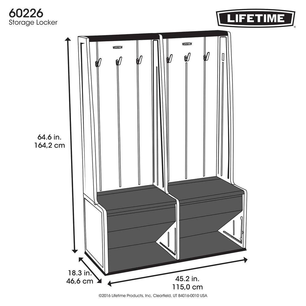Lifetime 5 ft. x 1.5 ft. x 3.75 ft. Home and Garage Storage Locker System in Gray 60226