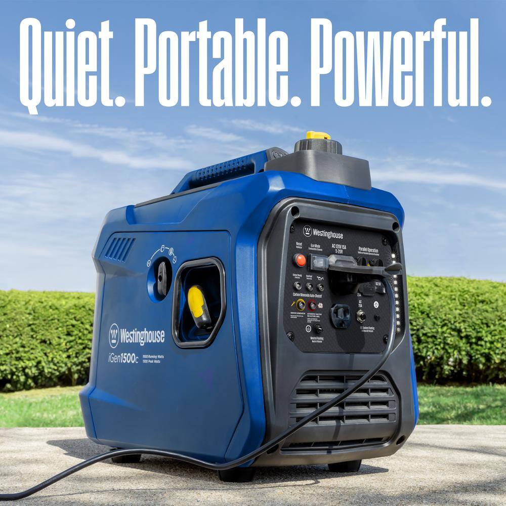 Westinghouse 1,500-Watt Gas Powered Portable Inverter Generator with Recoil Start and Quiet Technology iGen1500c