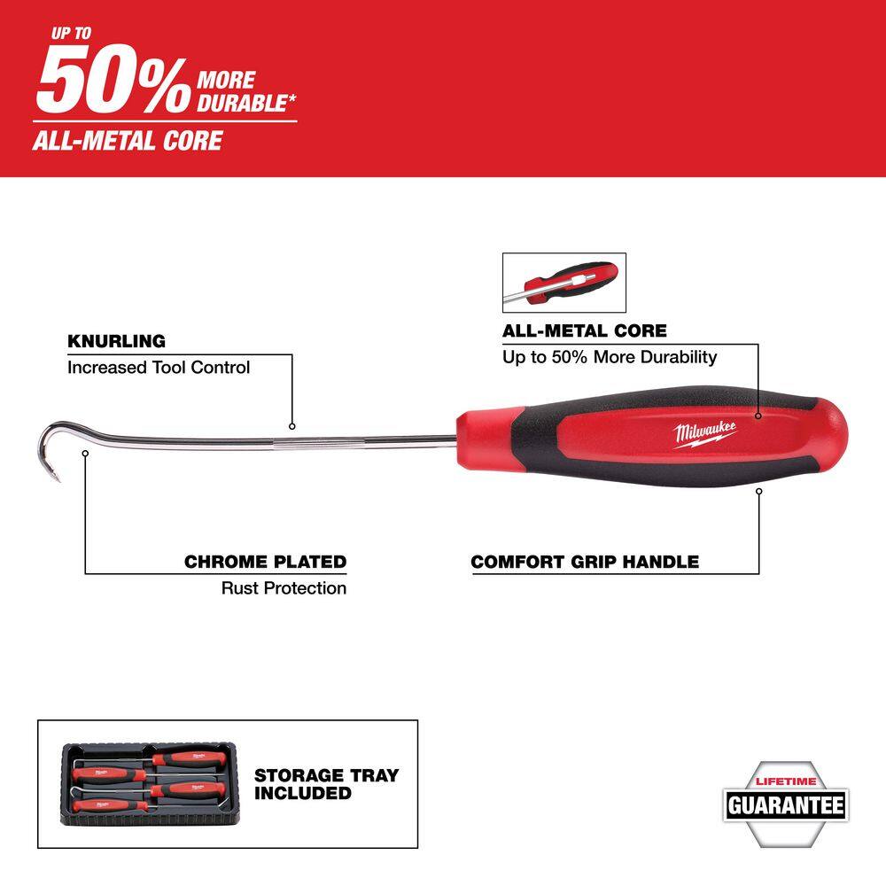 Milwaukee 3/8 in. Drive SAE/Metric Ratchet and Socket Mechanics Tool Set with Hook and Pick Set and Pry Bar Set (66-Piece) 48-22-9008-48-22-9214-48-22-9215