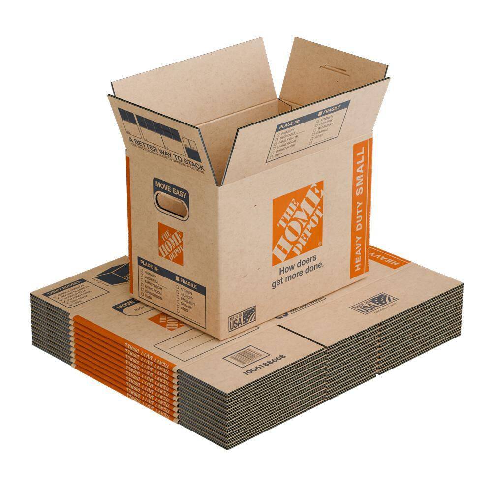 The Home Depot 16 in. L x 10 in. W x 12 in. D Heavy-Duty Small Moving Shipping and Packing Box with Handles (30-Pack) HDSMBOX30