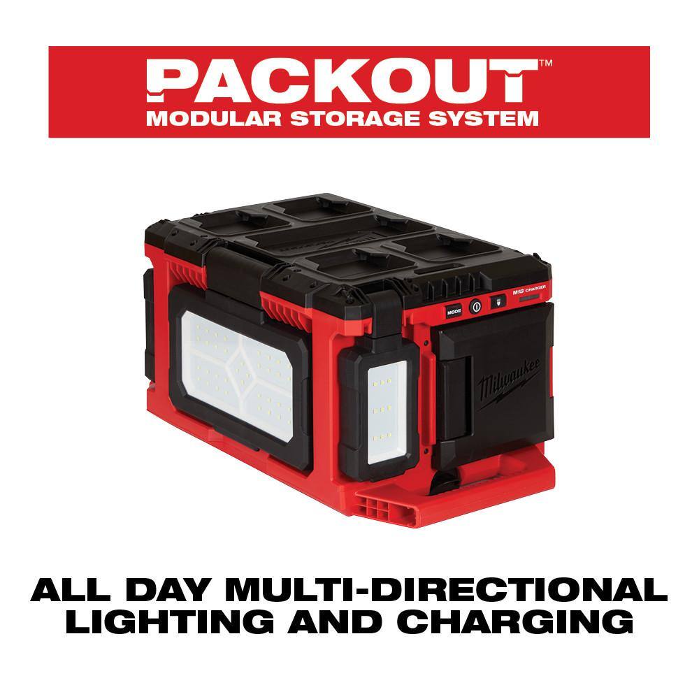 Milwaukee M18 18-Volt Lithium-Ion Cordless PACKOUT 3000 Lumens LED Light with Built-In Charger with (1) 5.0 Ah Battery 2357-20-48-11-1850