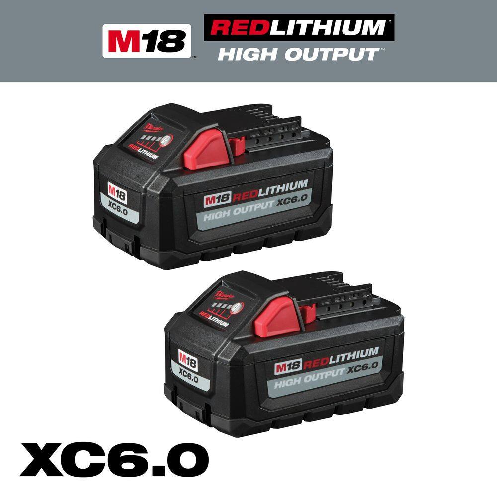 Milwaukee M18 18-Volt Lithium-Ion High Output 6.0Ah Battery Pack (4-Pack) 48-11-1862-x2