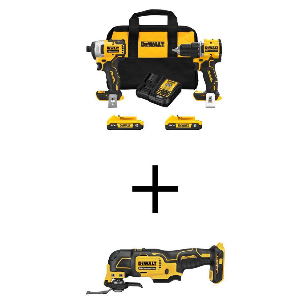 DEWALT ATOMIC 20-Volt MAX Lithium-Ion Cordless Combo Kit (2-Tool) and ATOMIC Oscillating Tool with (2) 2Ah Batteries & Charger DCK225D2WCS354B