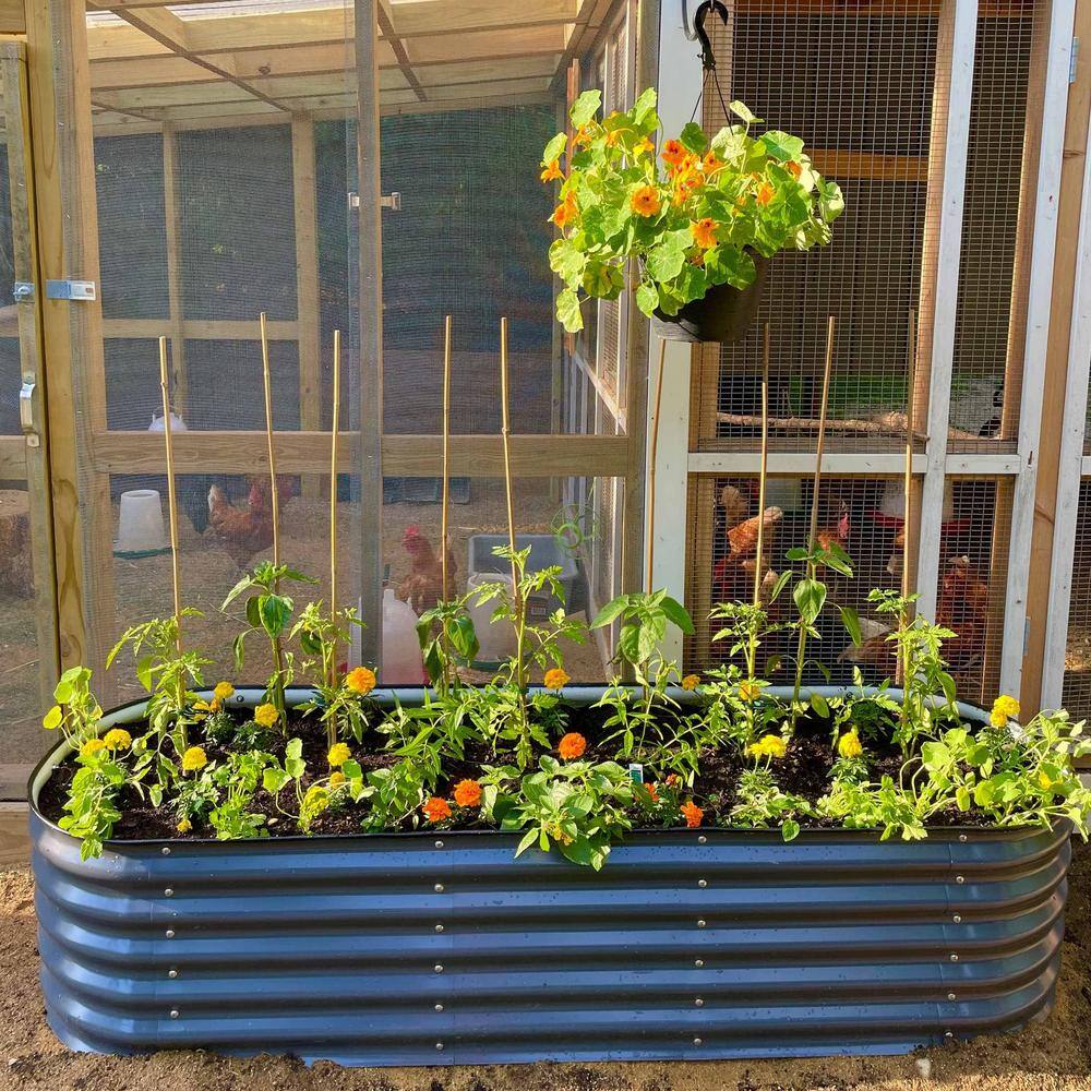 vego garden 17 in. 6-In-1 Modular Modern Gray Metal Raised Garden Bed Kit VB6N117MG