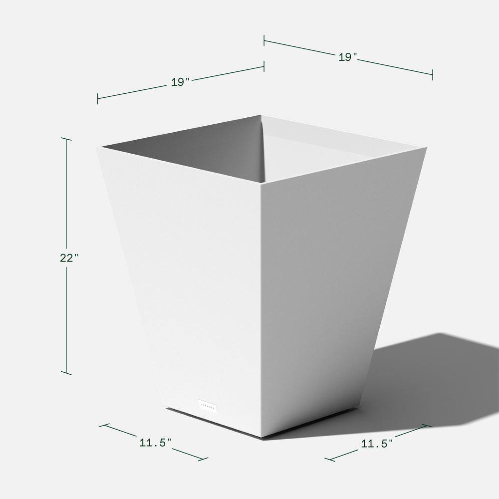 Veradek Nobleton Large White Plastic Tapered Planter with Drainage Holes(19 in. L x 19 in. W x 22 in. H) NBV22W