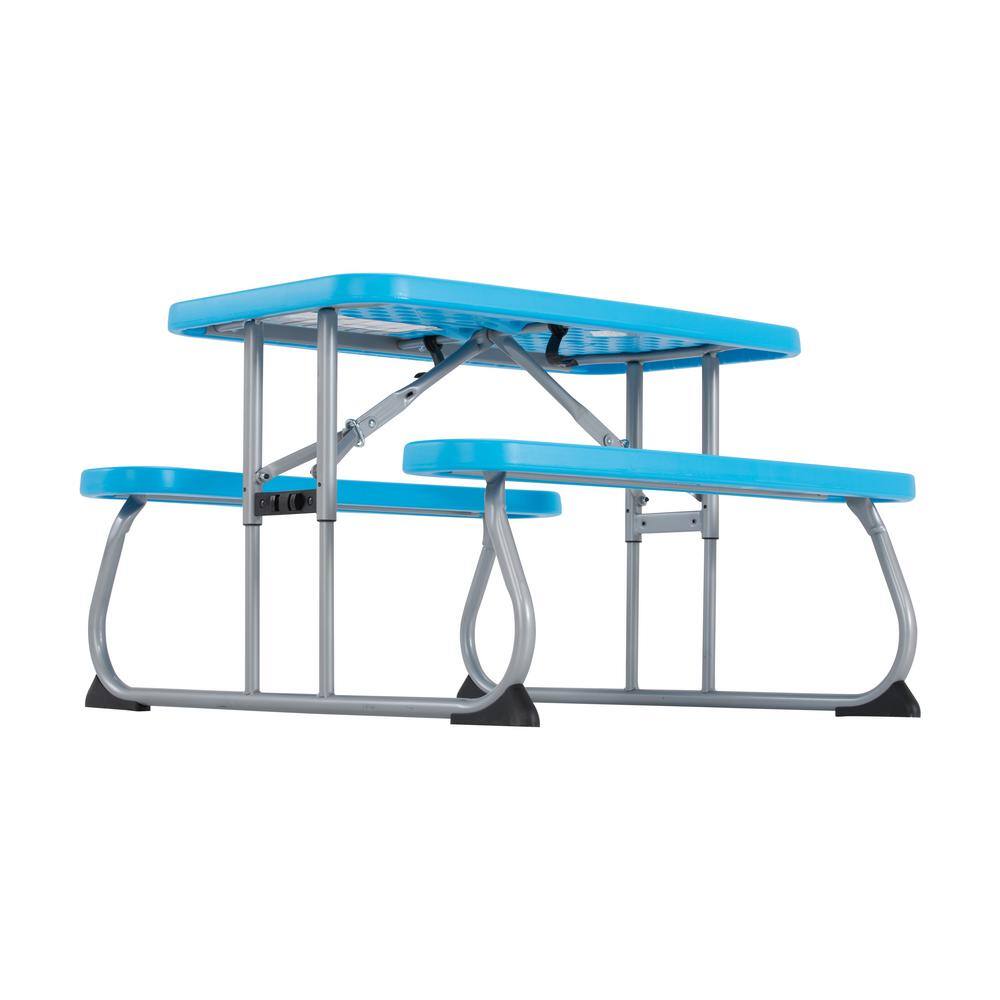 Lifetime 35.4 in. Blue Rectangle Steel and Resin Kids Picnic Table Seats 4 260261