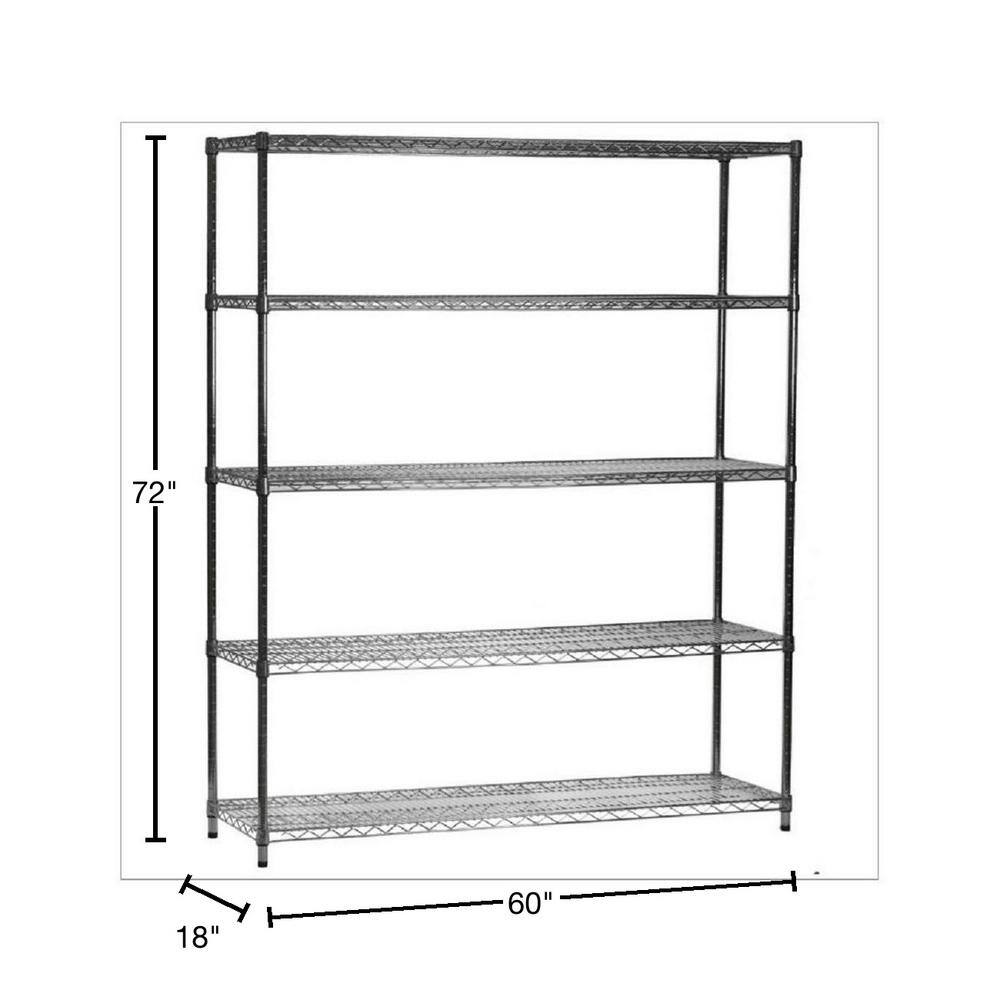 HDX 5-Tier Commercial Grade Heavy Duty Steel Wire Shelving Unit in ChromeMax (60 in. W x 72 in. H x 18 in. D) HD186072-5RCCPS
