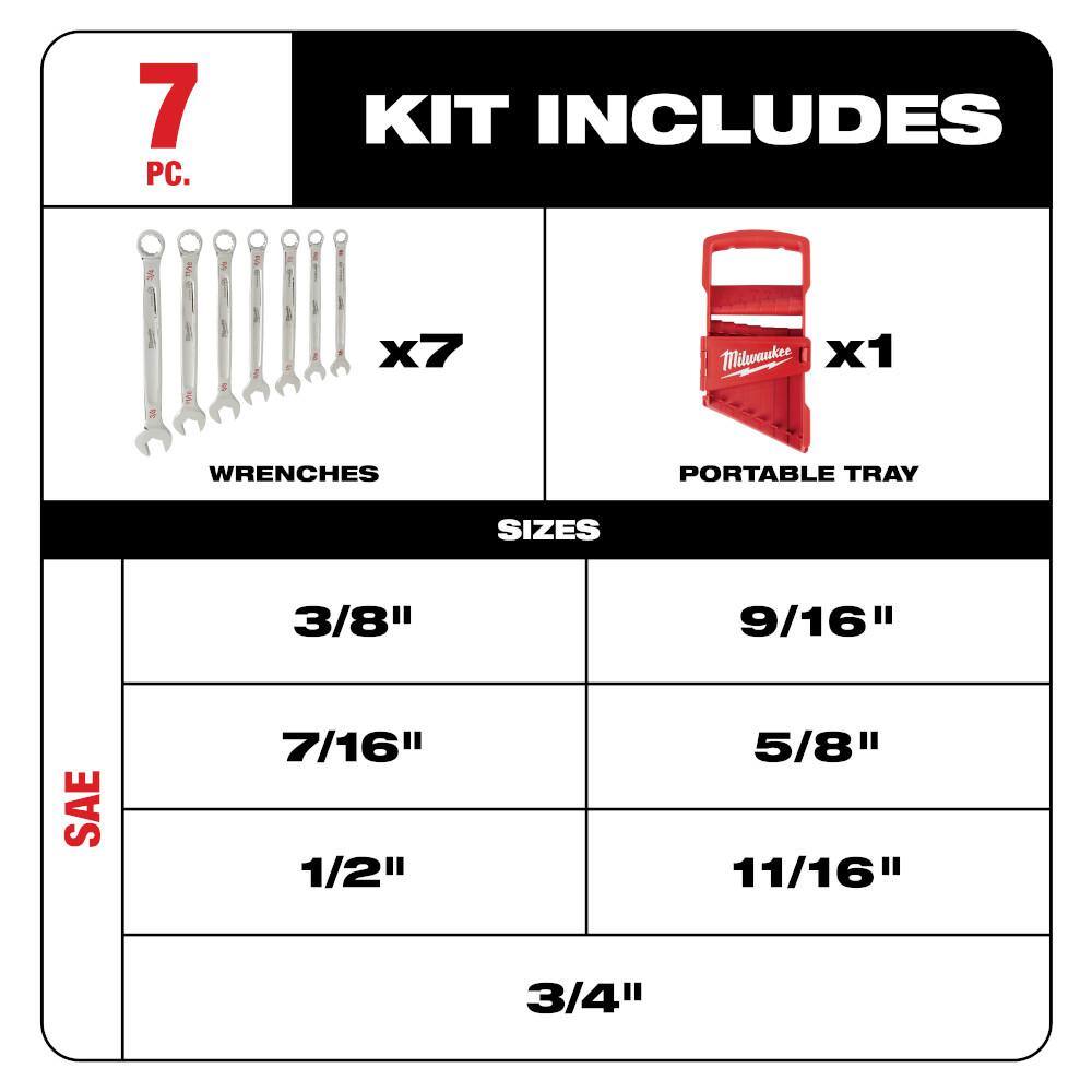 Milwaukee 3/8 in. Drive SAE/Metric Ratchet and Socket Mechanics Tool Set with SAE/Metric Combination Wrenches (70-Piece) 48-22-9008-48-22-9407-48-22-9507