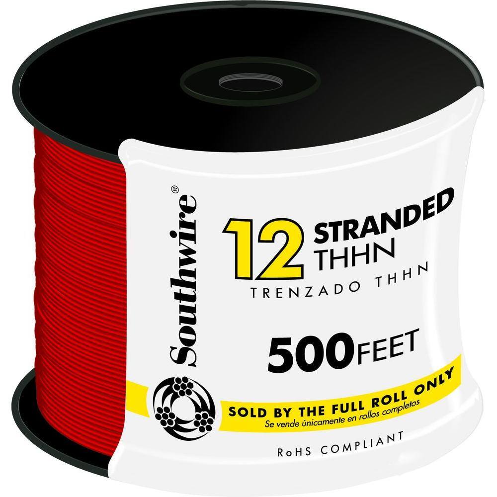 Southwire 500 ft. 12 Red Stranded CU THHN Wire 22966658