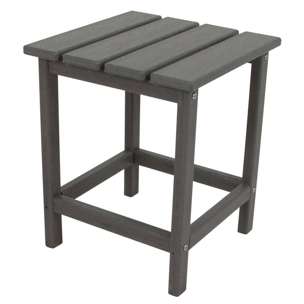 POLYWOOD Long Island 18 in. Slate Grey Patio Side Table ECT18GY