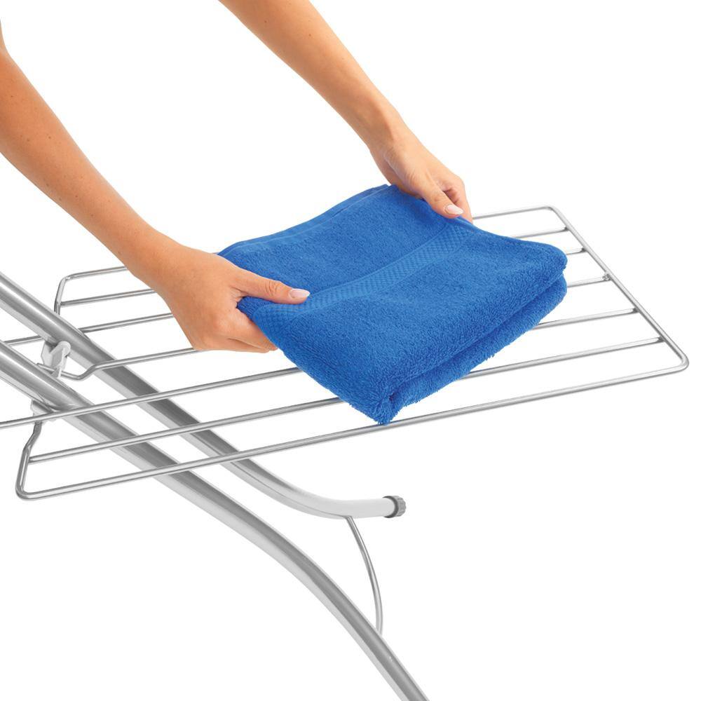 Brabantia Ironing Board C with Foldable Steam Unit Holder, Linen Rack, Perfectflow Bubbles Cover and White Frame 103445