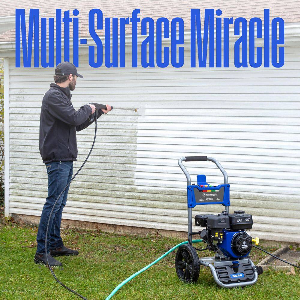 Westinghouse 3200 PSI 2.5 GPM Gas Powered Axial Cam Pump Cold Water Pressure Washer with Soap Tank and 5 Quick Connect Tips WPX3200