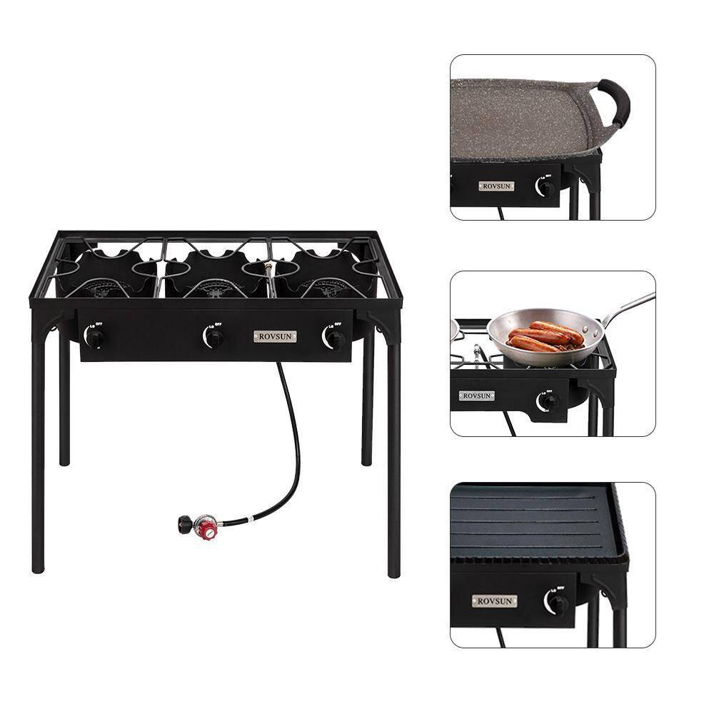 ROVSUN 3 Burner High Pressure Outdoor Camping Burner, 225,000 BTU Propane Gas Stove burnerG27000142
