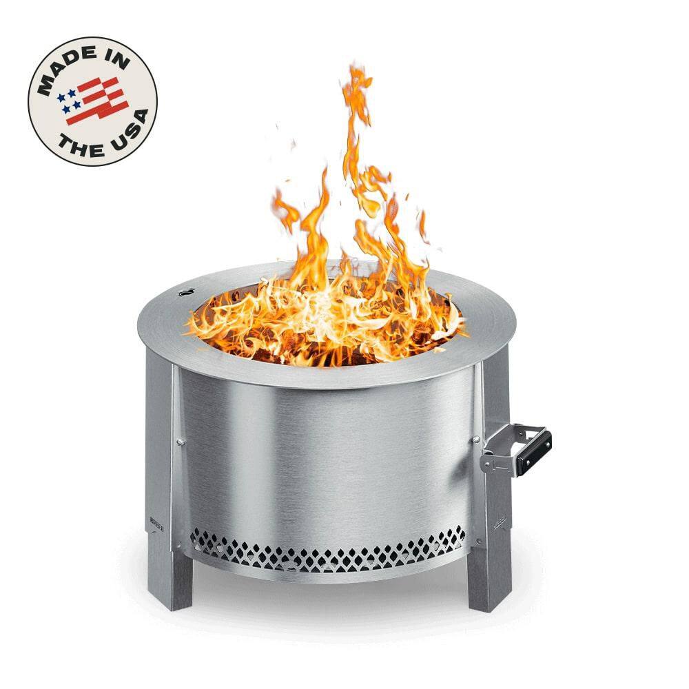 Breeo Y-Series Smokeless Fire Pit-Portable Stainless Steel, Tri-Fuel Compatible– Adjustable Height for Cooking and Outdoor Use BR-YS-SS