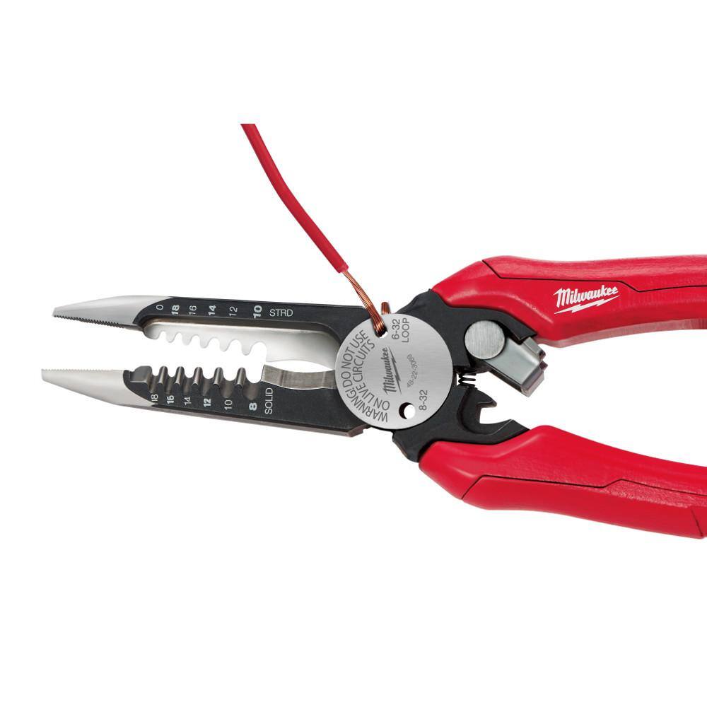 Milwaukee 7.75 in. Combination Electricians 6-in-1 Wire Strippers Pliers with 12-16 AWG NM Wire Stripper and Cutter (2-Piece) 48-22-3079-48-22-3081