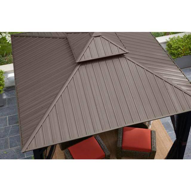 Hampton Bay 10 ft. x 10 ft. Holden Outdoor Patio Black Hard Top Galvanized Steel Gazebo TPGAZ9011