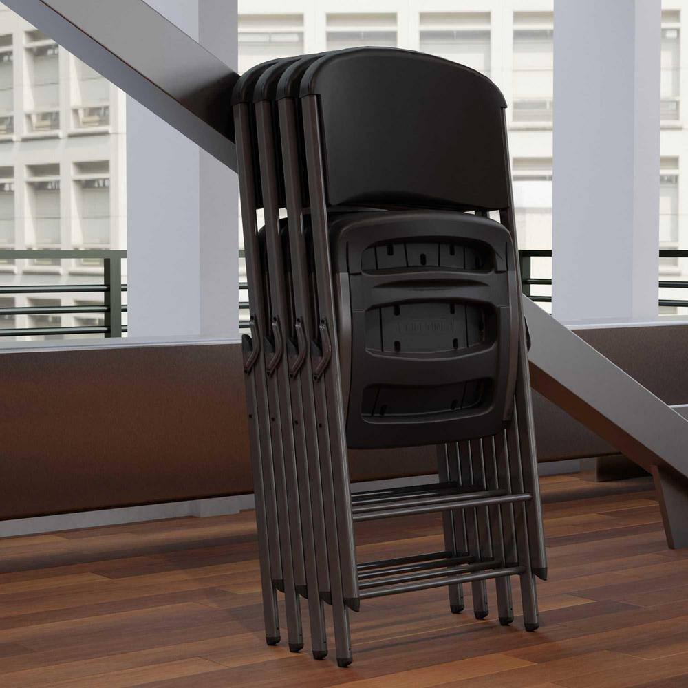 Lifetime Black Plastic Seat Outdoor Safe Folding Chair (Set of 4) 80187