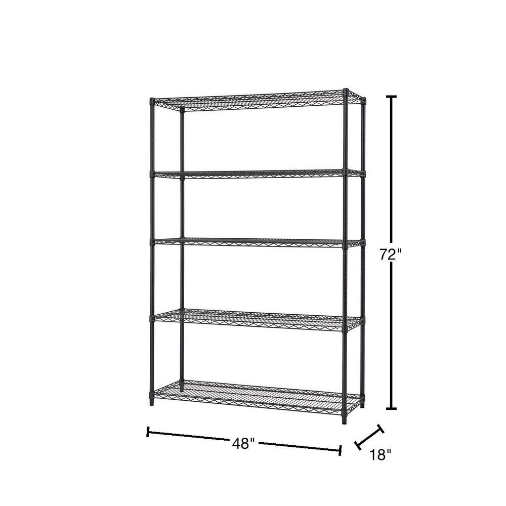 TRINITY Black Anthracite 5-Tier Steel Wire Shelving Unit (48 in. W x 72 in. H x 18 in. D) HTBFPBA-0950