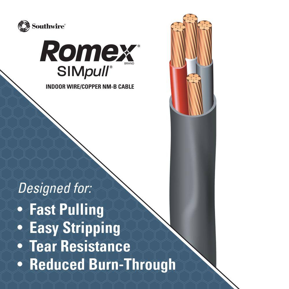 Southwire 500 ft. 6/3 Stranded Romex SIMpull CU NM-B W/G Wire 63950005